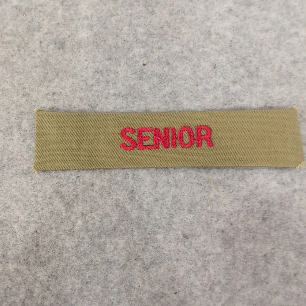 Senior Boy Scout Program Strip Heavy Green Twill with Red Embroidered Lettering - Picture 1 of 3